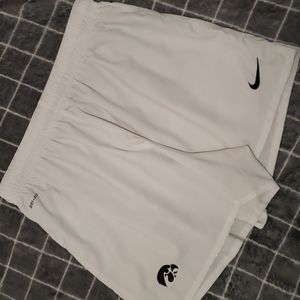 NIKE DRI-FIT Athletic Sport Running Shorts - Iowa Hawkeye - White Black - Size L